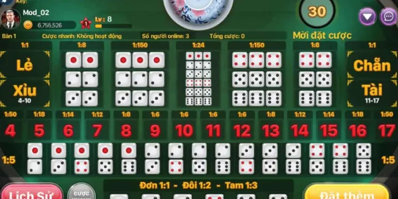 Tìm hiểu luật chơi và các cửa cược trong game tài xỉu đổi thưởng